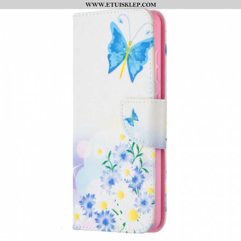 Etui Folio do Samsung Galaxy A52 4G / A52 5G / A52s 5G Malowane Motyle I Kwiaty